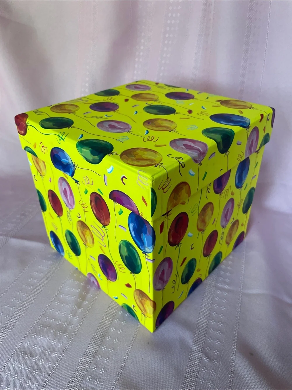 Yellow Balloon & Stripe Gift Box Set - Festive Nested Storage